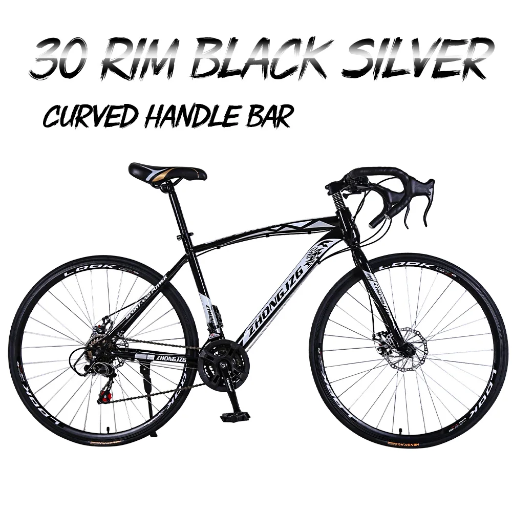 High-Carbon Steel 30 Rim road bicycle racing car 30 speed bend, double disc brake, 700C speed change student bicycle High-Carbon Steel 30 Rim road bicycle racing car 30 speed bend, double disc brake, 700C speed change student bicycle