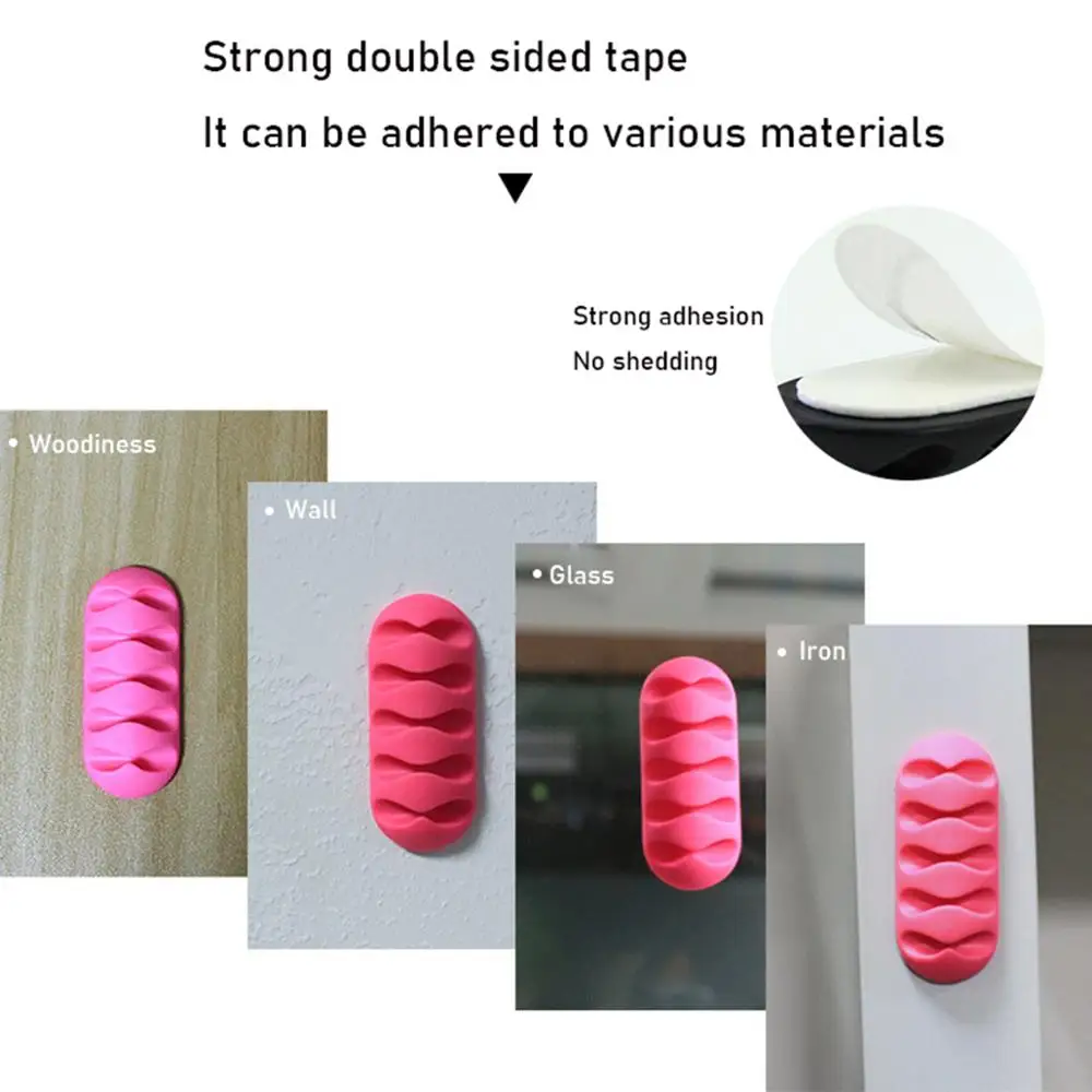 7 Holes USB Cable Organizer Cable Clamp Wire Winder Headphone Earphone Holder Cord Silicone Clip Phone Line Desktop Management
