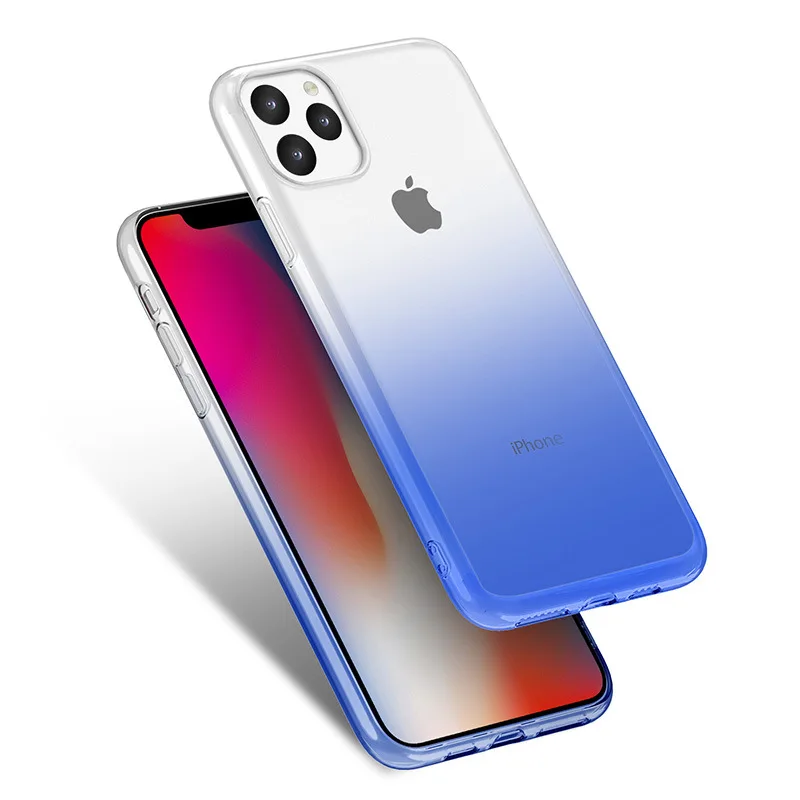 500 шт цветной градиентный Мягкий ТПУ силиконовый гелиевый чехол для iPhone 11 Pro Max XS XR X 8 7 6 6S Plus ультратонкий противоударный чехол