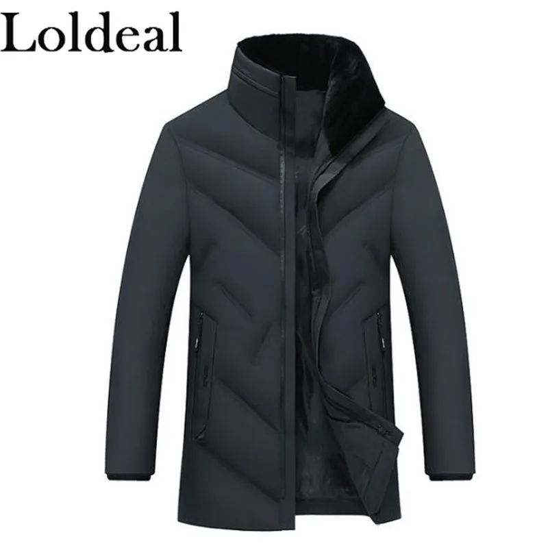 

Loldeal Men's Cotton Stand Collar Jacket with Fleece