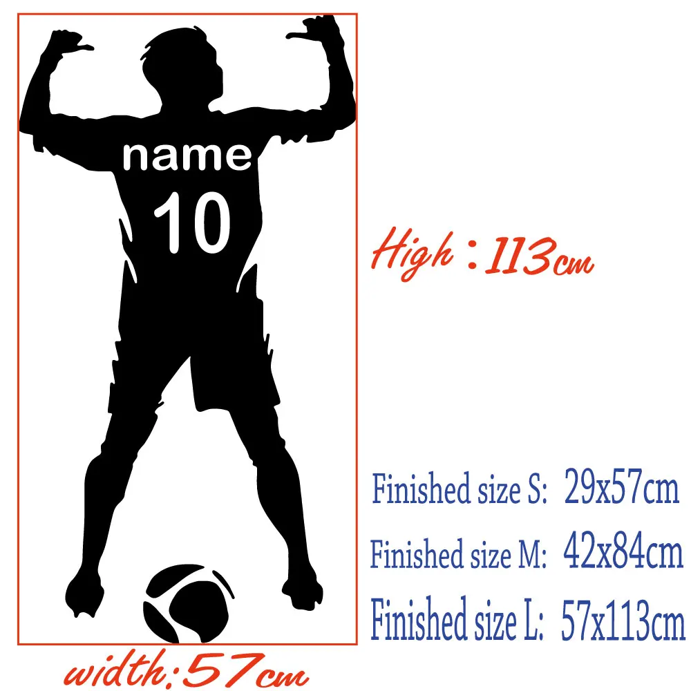 Football Personalized Name & Number Vinyl Wall Decal Poster Wall Art Decor-Kids & Boy Bedroom Soccer Wall Sticker decoration