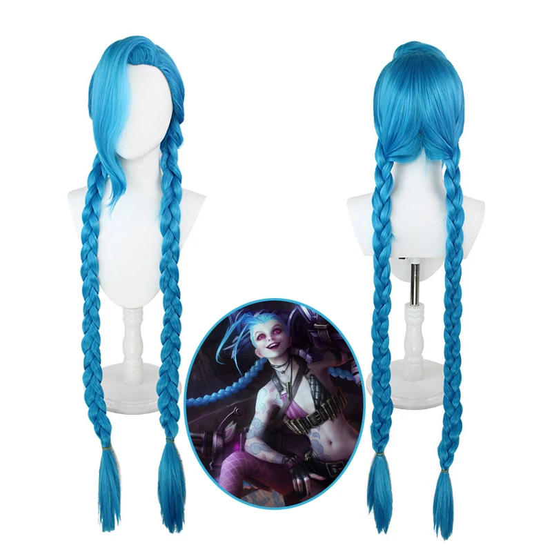 Длинный парик Jinx Из синих косичек 120 см термостойкие синтетические волосы для