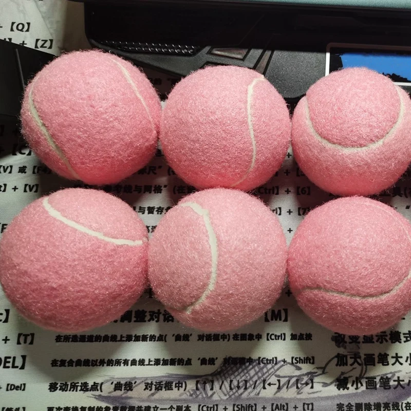 Tennis balls 6Pcs pack pink tennis balls wear-resistant elastic training 66mm ladies beginners practice for club