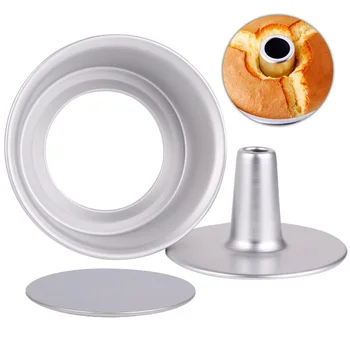 

3 round hollow molds with removable bottom cake pan baking mold for 6 inch non-stick chiffon angel cake aluminum alloy