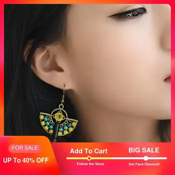 

Ethnic Earrings Green Yellow stone Drop earrings for women Copper Peacock Feather hanging Earrings vintage jewelry 2017 fashion