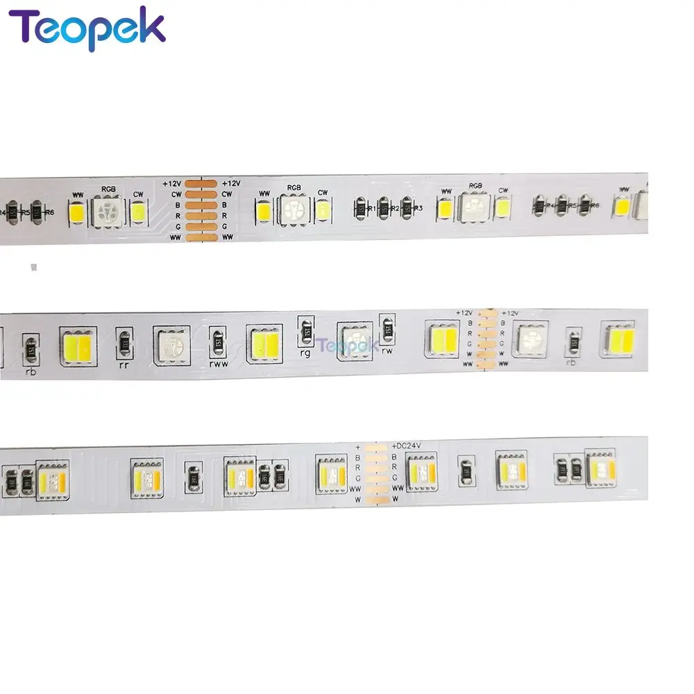 5050 RGB CCT Светодиодная лента 5 м DC 12 В 24 + RGBCW 5in1 белое теплое светодиодное освещение