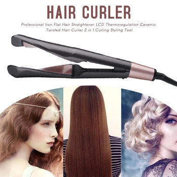 

2 in 1 Flat Iron Hair Straightener Twisted Hair Curler LCD Thermoregulation Ceramic Curling Styling Tools for All Hair Types