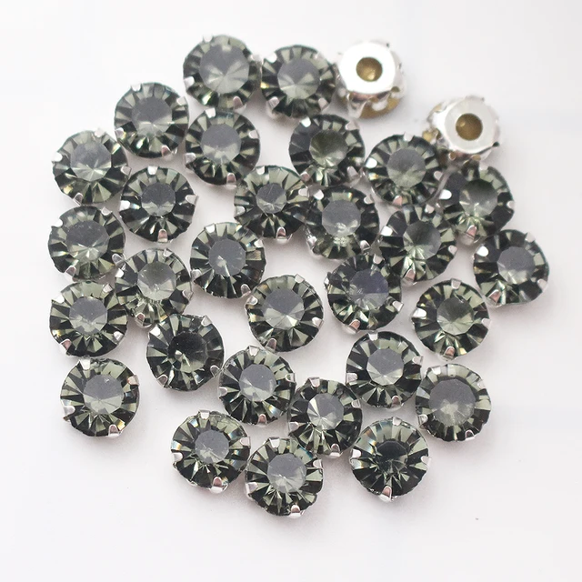 3mm-8mm Claw Cup Crystals Strass Flatback Round Stones Non Hotfix Silver Base Sew On Rhinestones For Clothes DIY Needlework Gems clear black