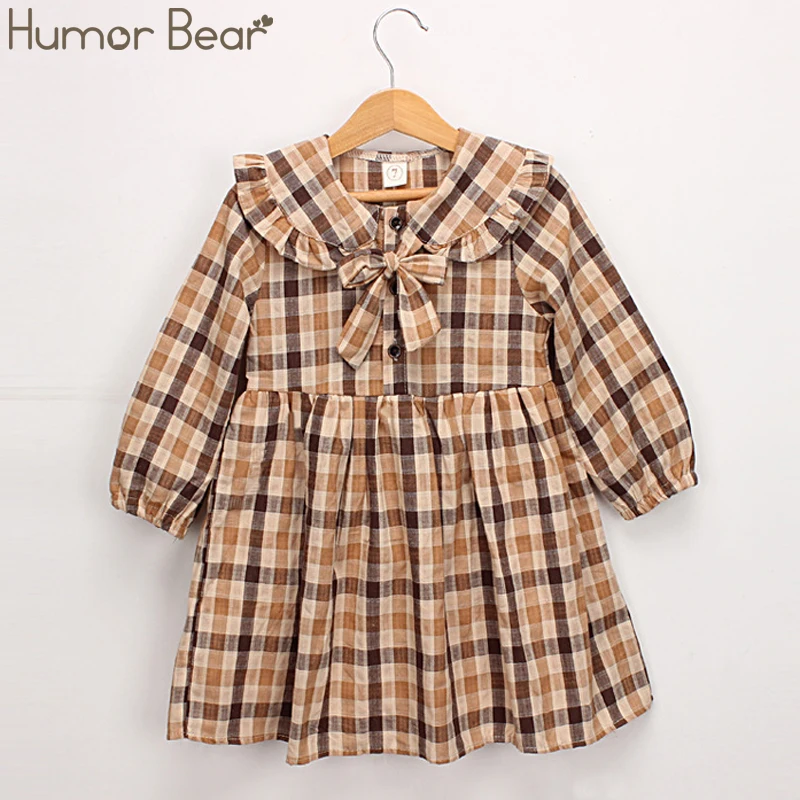 Humor Bear/ г. Осенняя одежда для девочек платье с пайетками детское праздничное платье принцессы с длинными рукавами и бантом платье для маленьких девочек - Цвет: Khaki