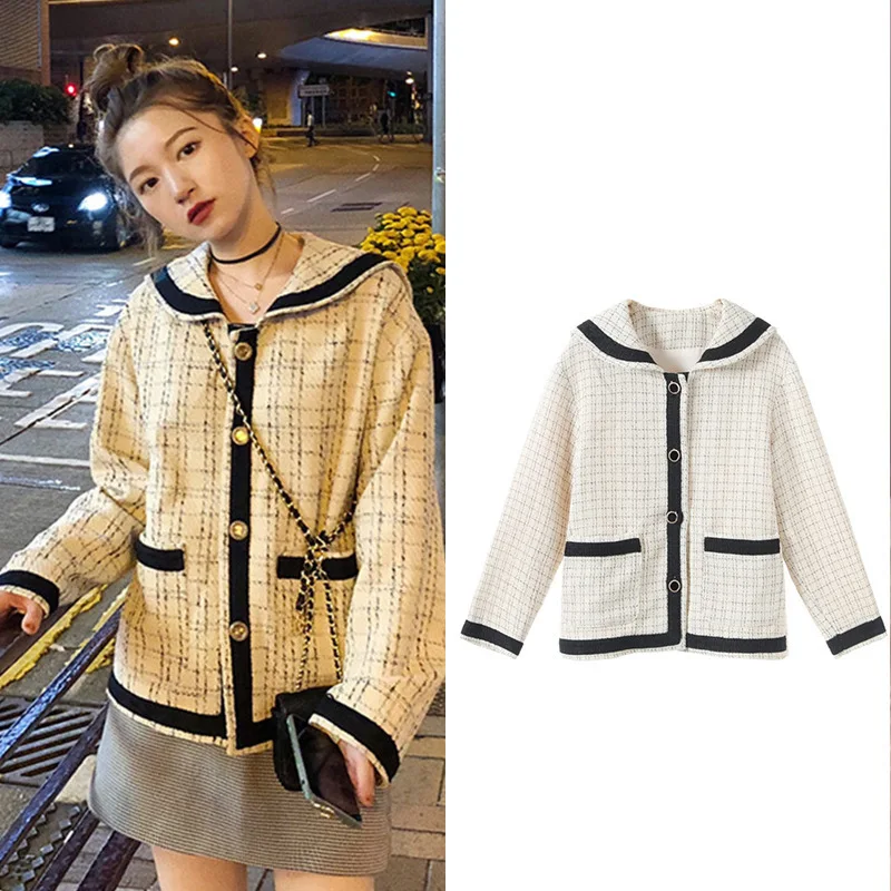 

New little sweet wind of new fund winters is brief paragraph tweed coat female temperament G0805 color coat