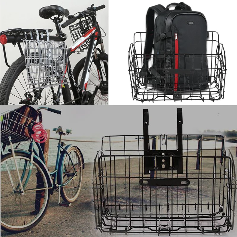 Bicycle Basket Cycle Baggage Bag Bike Iron Foldable Rear Front Handlebar Cycling Cycling Bar