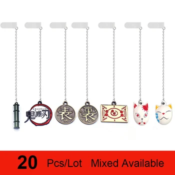 

20pcs/lot Demon Slayer Bookmarks Mask Pendant Anime Metal Badge Long Chain Bookmark Men Charm Gifts Book Mark Jewelry