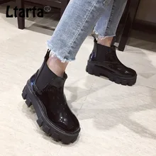 LTARTA Spring Women Martin Boot Autumn Comfortable Thick Color Matching Wedge Heel Boots Women Boots JXQ-802