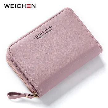 

WEICHEN New Women Wallet Many Departments Card Holder Foldable Ladies Small Purse Zipper Card Case High Quality Female Wallets