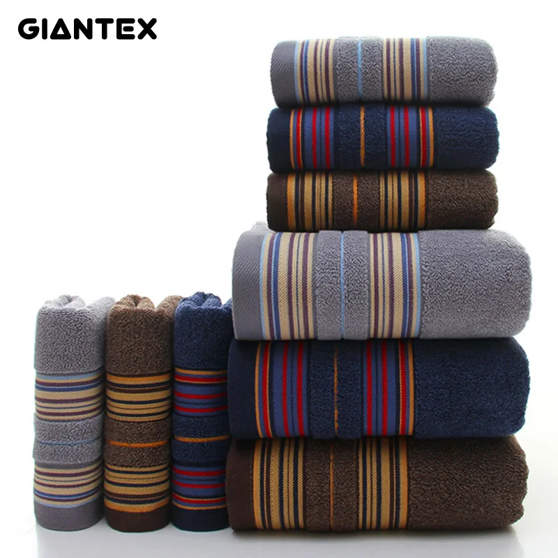 GIANTEX Хлопковое полотенце из 3 предметов супер впитывающее банное для ванной