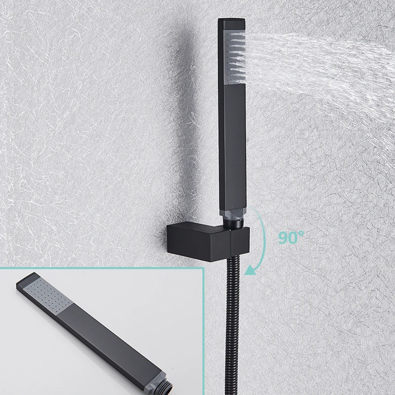 Bathtub Faucet Shower Faucet Water Mixer Quyanre Black Waterfall Bathtub Shower Faucets Wall Mount Shower Mixer Tap Faucets Hot Cold Bath Tap BaRobinet Baignoire