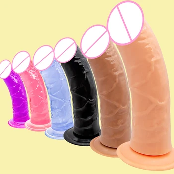 Curved Realistic Big Dildo Jelly Dong Strap on Anal Butt Plug Thick Cock Two Sizes Dick for Man Lesbian Vagina Prostate Sex Toy 3