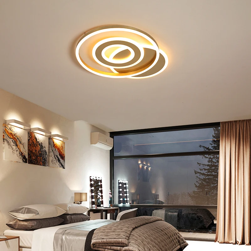 

modern Led chandelier for foyer rectangle plafonnier led surface mounted 110V-220V Gold color chandelier lighting lampara techo