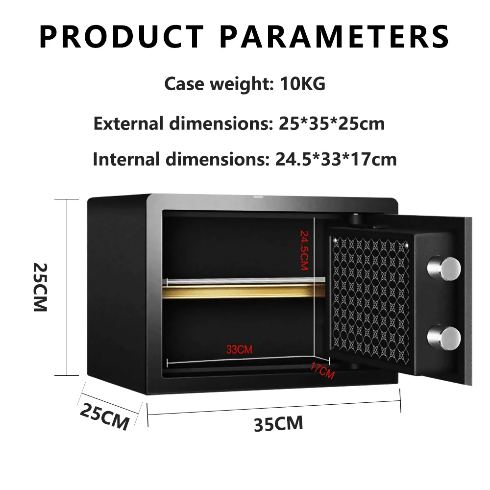 Сейф для отпечатков пальцев, электронный пароль, сейф, 25 см, все стали для дома и офиса