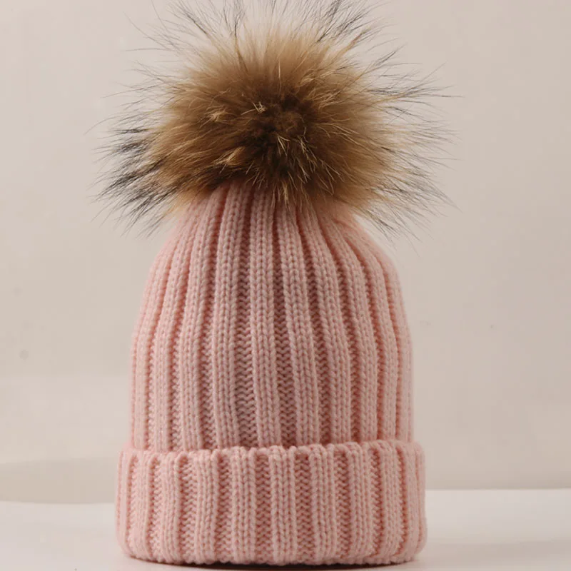 DANKEYISI Модная женская шапка с меховым помпоном skullies Beanies, шапка с натуральным енотом, меховая шапка с вязаным помпоном, шапки для женщин, толстая женская шапка