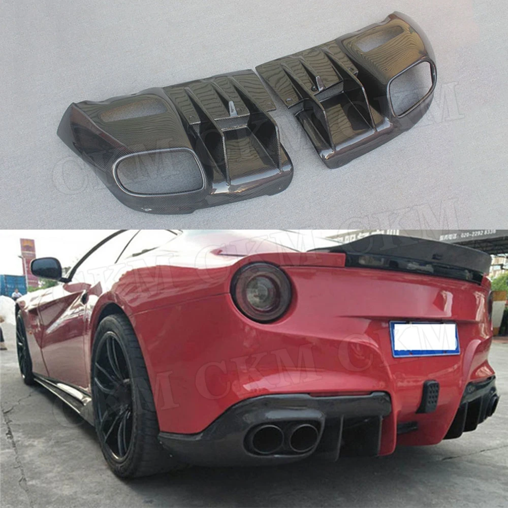 Carbon Fiber Rear Lip Diffuser Spoiler Case for Ferrari F12 Berlinetta 2013 2014 2015 2016 Fins Shark Style Skid bumper Plate | Автомобили