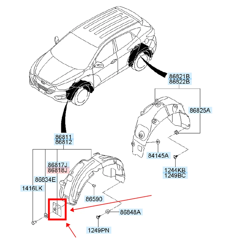 1 пара дефлектор FR колесо для TUCSON IX35 переднее крыло подкладка перегородка передняя рамка Передняя пластиковая маленькая пластина