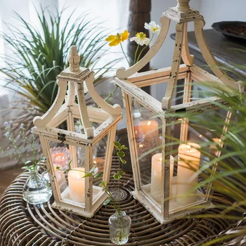 

Rustic White Vintage Romantic Wooden Candle Holders Creative Art Wedding Candelabra Ornaments Porta Velas Christmas Decor Ec50ll