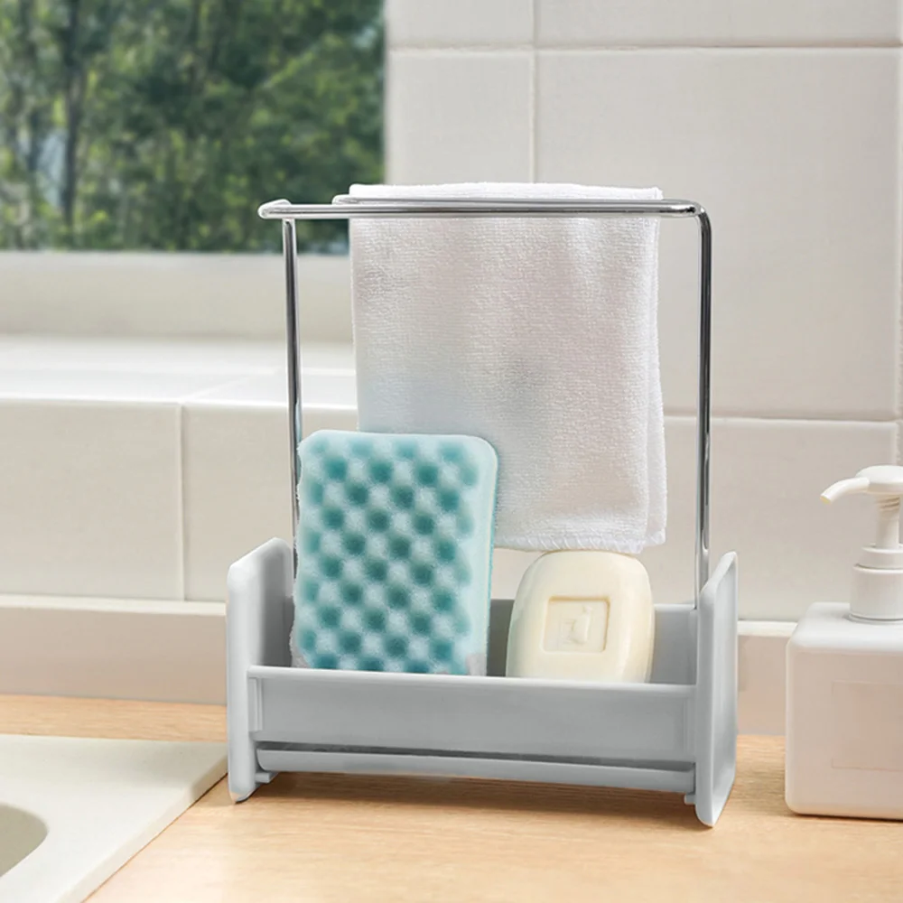 

Kitchen Utensil Towel Rack Bar Hanging Holder Rail Organizer Storage Rack Kitchen Gadgets Sponge Shelf Kitchen Organizer Drain