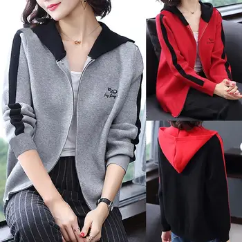 

Coats Fashion Women Cardigan Coat Letter Printing Hooded Long Sleeve Blouse Sport New Coats and Jackets Women