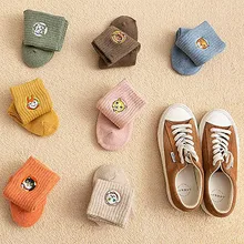 Женские Дышащие хлопковые носки, мягкие милые носки без пятки с вышитым котом, зимние носки Harajuku@ 5