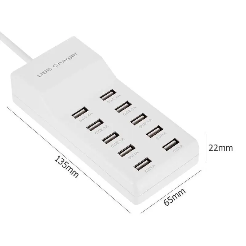 10 Ports USB Charger 5V 10A Charging Desktop Mobile Phone Charger Adapter