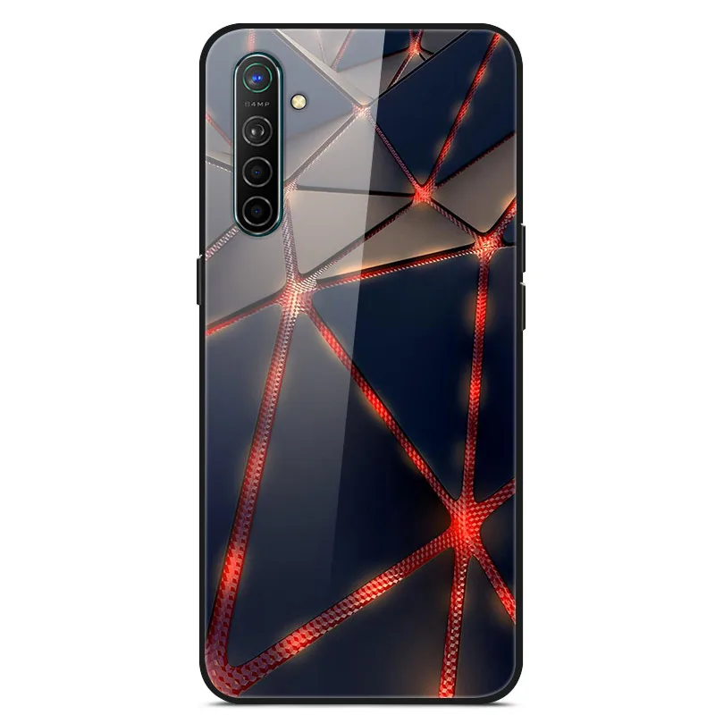 Закаленное Стекло чехол для Oppo Realme X2 чехол пространство цветок чехол для Oppo Realme XT чехол силиконовый бампер чехол для Oppo Realme X2 Pro - Цвет: Зеленый