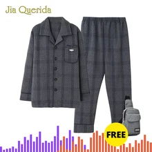 Модная зимняя одежда для сна, Мужская Новая трехслойная Домашняя одежда с длинным рукавом из хлопка, Мужская одежда для сна, Мужская пижама с тиснением