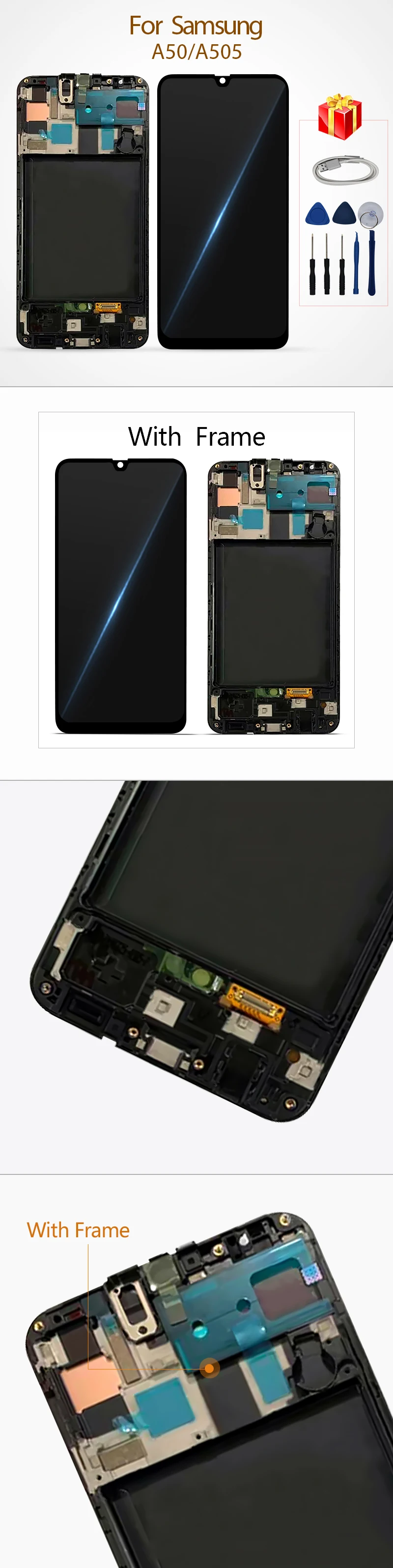 ЖК-дисплей для samsung Galaxy A50 A505F/DS A505F A505FD A505A, сенсорный экран, дигитайзер, запасные части