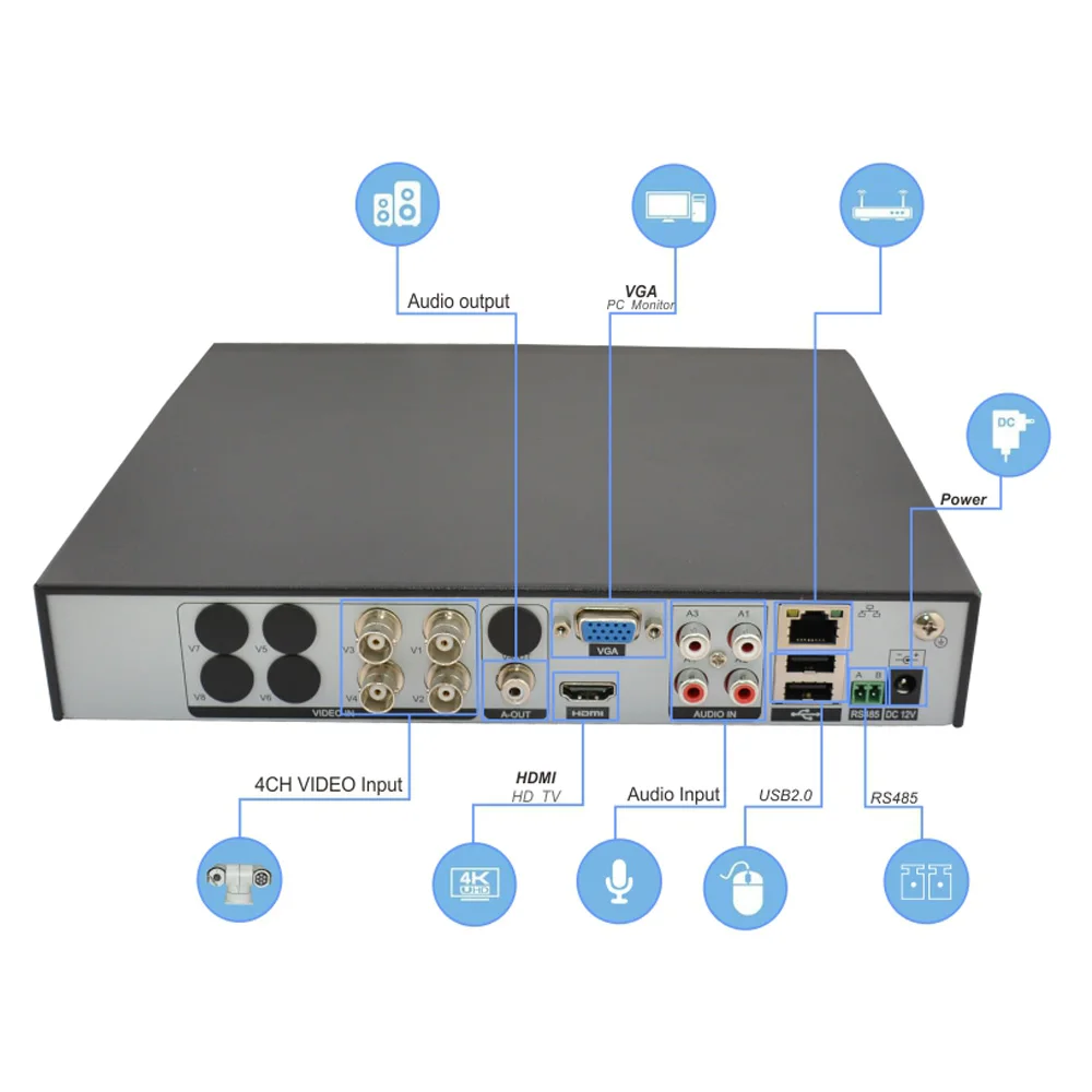4 K, CCTV камеры безопасности, Системы коаксиальный контроль 4CH 8MP 6 in1 AHD DVR Kit ИК Открытый Запись видео наблюдения система протокола ONVIF P2P