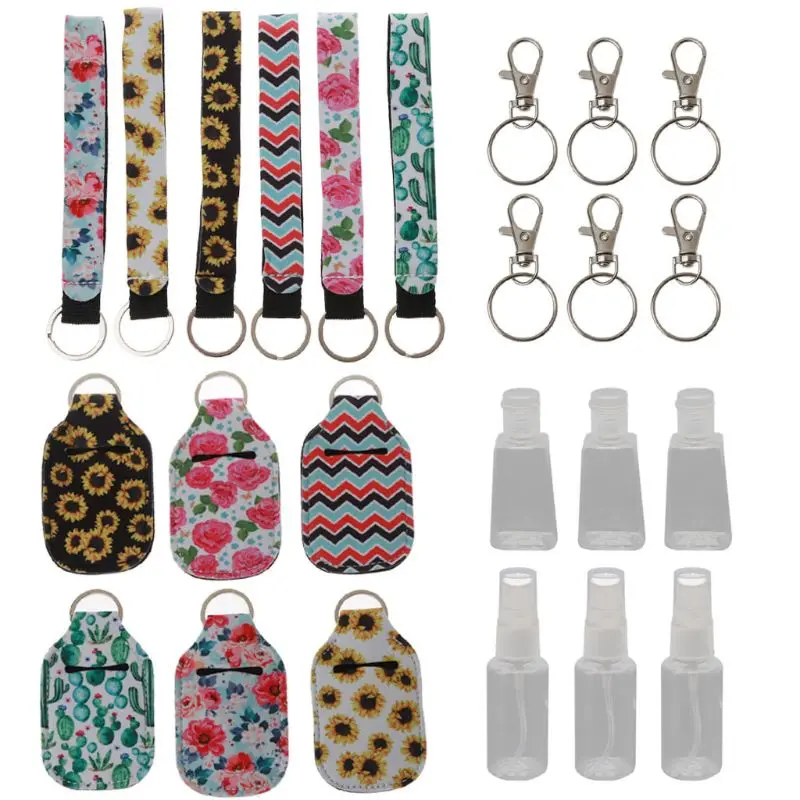 

6Pcs 30ml Reusable Spray Bottle Travel Hand Sanitizer Keychain Holder Bottles