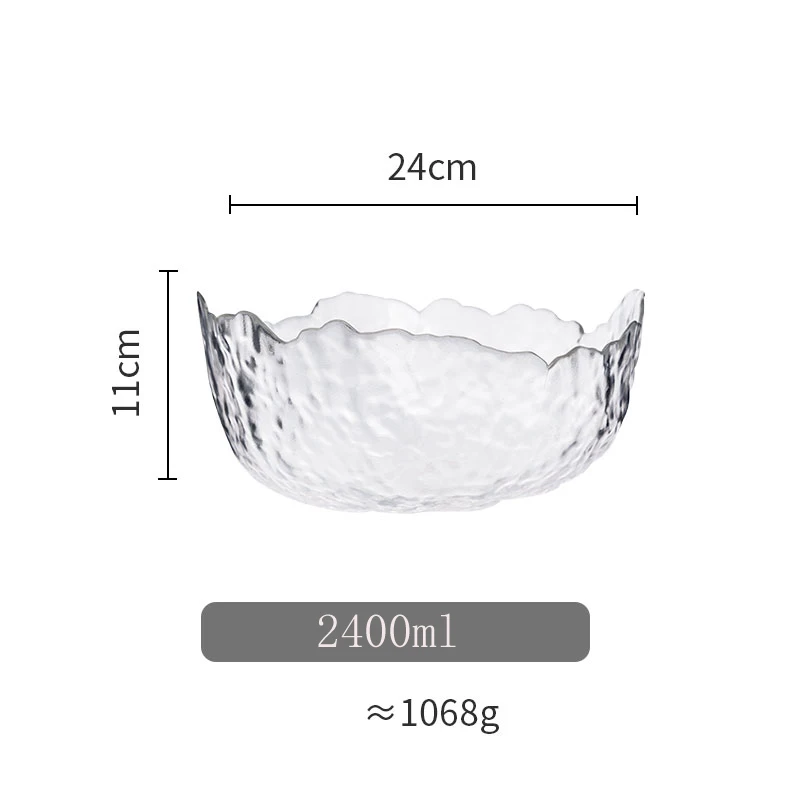2400ml transparent Европейская прозрачная стеклянная чаша с золотым краем, бытовая большая посуда, фруктовые десертные салатники, миски для еды, стеклянная чаша, кухонные столовые приборы - Цвет: 2400ml transparent