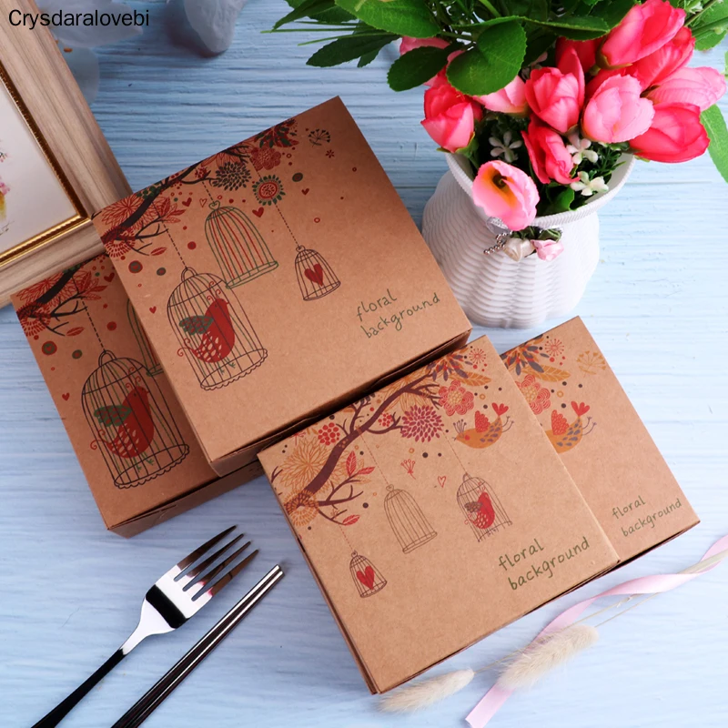 

50pcs Kraft Paper Box Baking Biscuit Bread Gift Boxes Cookie Chocolate Nougat Packaging For Christmas Wedding Party Favor