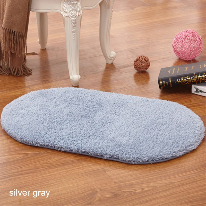 silver gray 40x60 см овальной формы Противоскользящий коврик для ванной комнаты напольные коврики для дома комнаты коврик под дверь спальни пушистые мохнатые ворсистые коврики - Цвет: silver gray