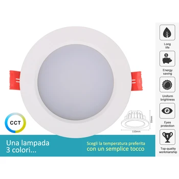 

LEDLUX FP210CCT Led spotlight downlight lamp 10W CCT dimmable Triac Dimmer 2700K 4000K 6000K 3 in 1 diameter 110mm Carcass