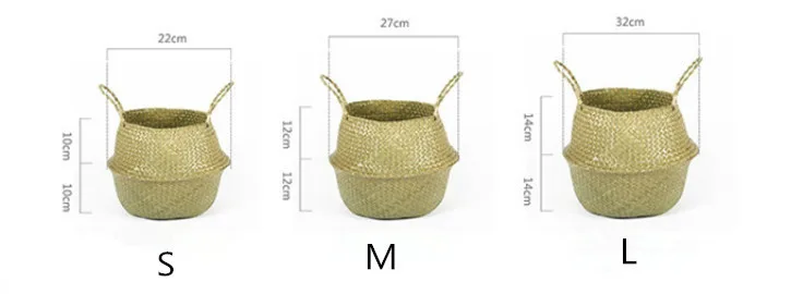 Seagrass Wickerwork Basket Rattan Hanging Flower Pot Dirty Laundry Hamper Storage Basket Dropshipping