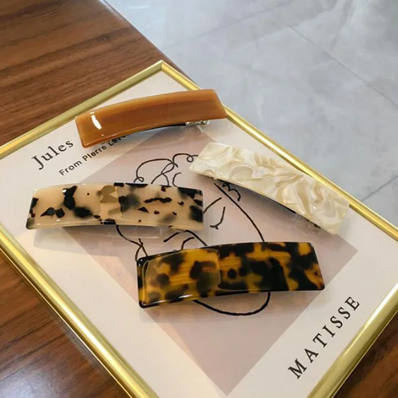 Haarspangen aus Acetat im französischen Stil mit Leopardenmuster für Damen, trendige automatische Haarspange, Haarspangen, Haarnadeln