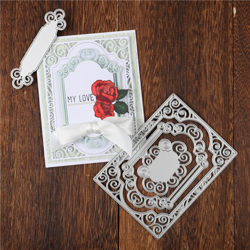 Strip Lace Frame Tag Metal Cutting Dies Die Stencils Diy Scrapbook Card Crafts