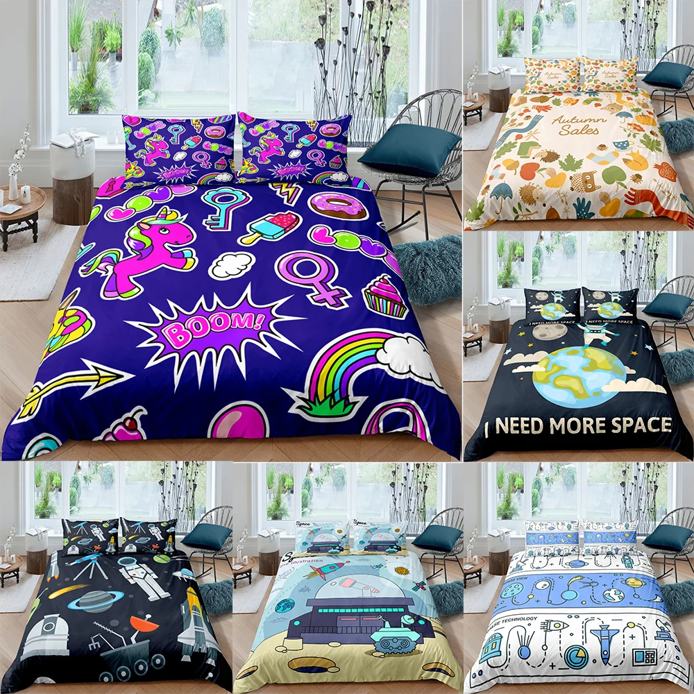 

Cartoon Bedding Set Kids Adult Duvet Cover King Queen Size 3D Printing Bed Set Home Textiles Bedclothes Duvet Cover