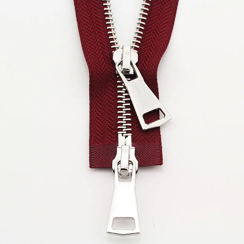 Cerniera Lampo Metallica 5# Open-End Color Vino – Lunghezza 40 Cm Con Doppi Cursori Per Cucito Fai-Da-Te