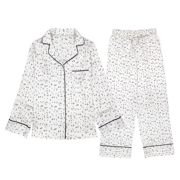 

Spring 2020 heavy silk pajamas Women nightGown long sleeve female 19mm 100 silk Sleepwear ladies casual suitwave home suit