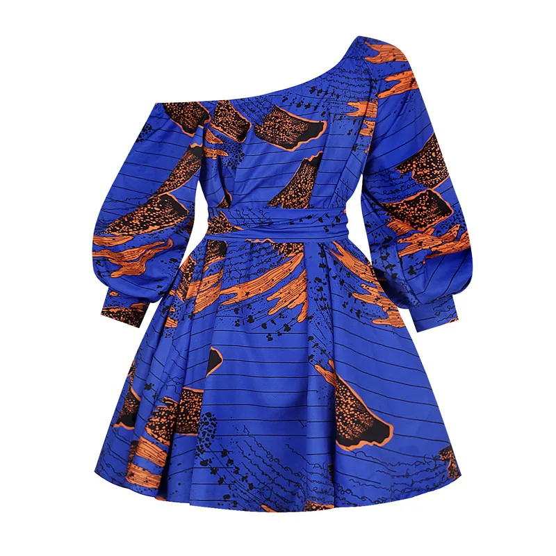 african traditional clothing BUSHRA African Women Sexy Shoulder Off Mini Long Sleeve Dress Dashiki Tribal Printed Kanga Clothes Robe Africaine Femme 2022 NEW Africa Clothing