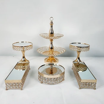 

2 Tiers cupcake Crystal Cake Stand Set Round Metal Wedding Birthday Party Celebration