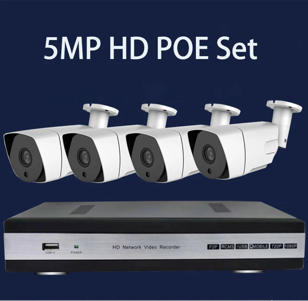 8CH H.265 5MP POE CCTV система безопасности NVR комплект ИК Открытый водонепроницаемый ip66 PoE IP камера P2P комплект видеонаблюдения HDMI выход