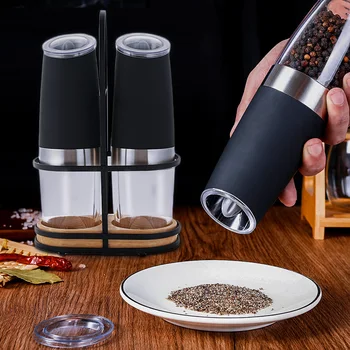 

2pcs Salt Pepper Mill Electric Grinder Stainless Steel Electronic Kitchen Tool Kitchen Dinning Bar Accessories